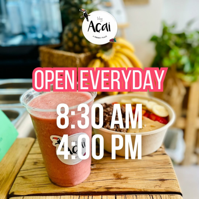🇮🇹🇮🇹🇮🇹

📢 Nuovi Orari di Apertura per Very Açaí! 🍂

Da novembre siamo aperti tutti i giorni dalle 8:30 alle 16:00! Passa a trovarci per una colazione energetica o una pausa pranzo sana. E con il freddo in arrivo, abbiamo anche deliziosi latte caldi e tè speziati. 🌿☕

Che sia un Pink Latte, un Matcha caldo o un profumato Chai, siamo qui ogni giorno per coccolarti con i nostri sapori tropicali e salutari! 🍓🥑

#VeryAcai #RomaPrati #NuoviOrari #CiboSano #AutunnoACaldo

🇬🇧🇬🇧🇬🇧

📢 New Opening Hours at Very Açaí! 🍂

We’re open every day from 8:30 AM to 4:00 PM! 
Stop by for a power-packed breakfast or a healthy lunch break. And with the cooler days ahead, warm up with our delicious lattes and spiced teas. 🌿☕

From a cozy Pink Latte to a soothing Matcha or aromatic Chai, we’re here every day to bring you warmth, health, and tropical flavors! 🍓🥑

#VeryAcai #RomePrati #NewHours #HealthyEats #FallWarmth